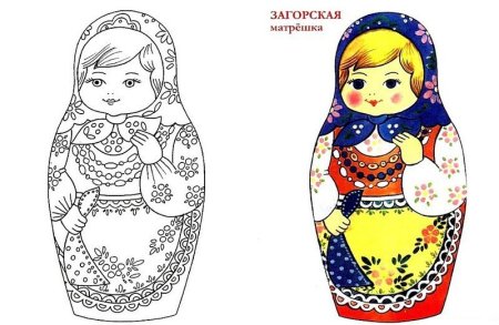 Трафарет Матрёшки для рисования