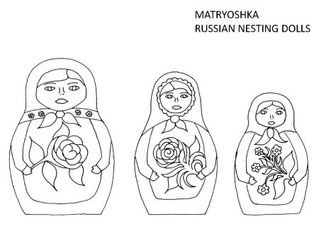 Раскраска матрёшка для детей 3-4 лет