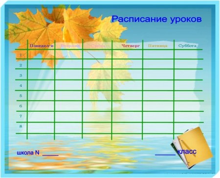 Расписание уроков для мальчиков