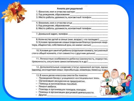 Сведения о родителях