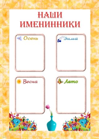 Именинники для классного уголка