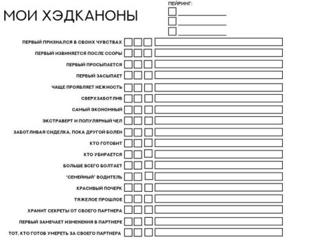 Анкета персонажа шаблон