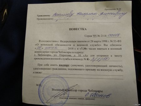 Повестка в военкомат