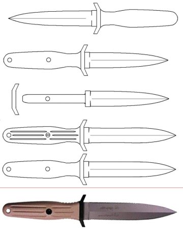 Нож мини Боуи чертёж