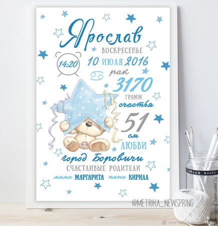 Метрика для новорожденных мальчиков