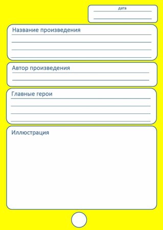 Дневник читателя 1 класс образец