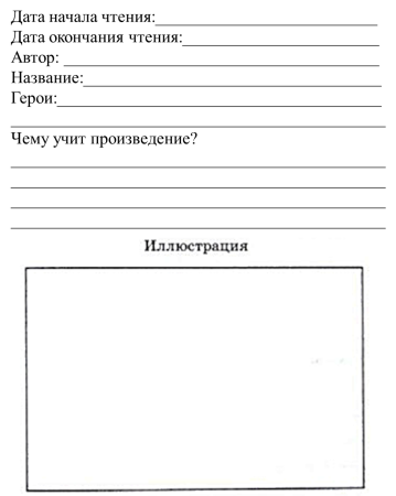 Дневник читателя 1 класс образец