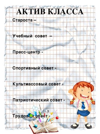 Наши поручения для классного уголка