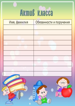 Актив класса в начальной школе