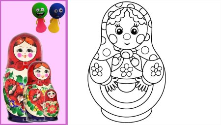 Раскраска матрёшка для детей 3-4 лет
