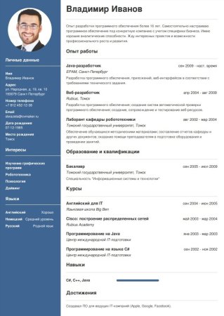 CV образец