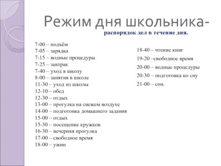 Расписание дня