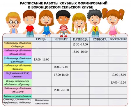 Расписание кружков