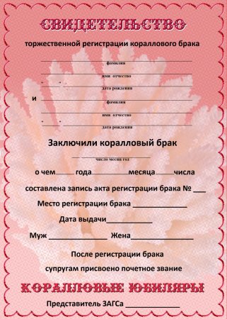 Свидетельство о заключении брака