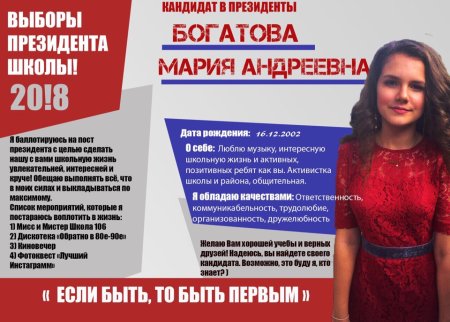 Выборы президента школы