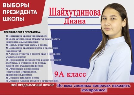 Листовка кандидата в президенты школы