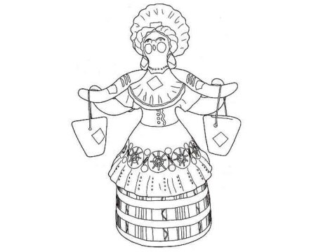 Дымковская игрушка Барыня раскраска