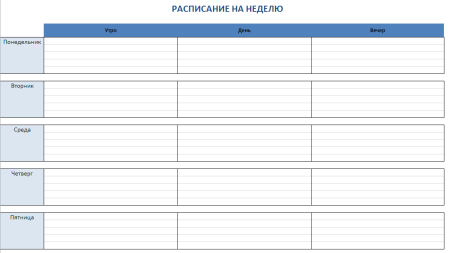 Таблица планирования