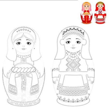 Русский народный костюм раскраска