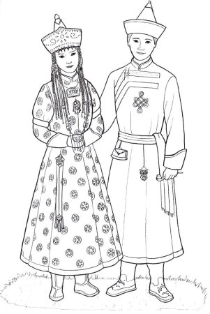 Русский народный костюм раскраска