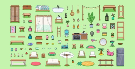 Toca Life World раскраска цветная шаблон комнаты