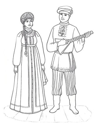 Девушка в сарафане раскраска