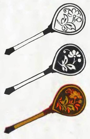 Золотая Хохлома ложка рисование