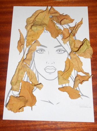 Шаблон девушки для аппликации из листьев (46 фото)