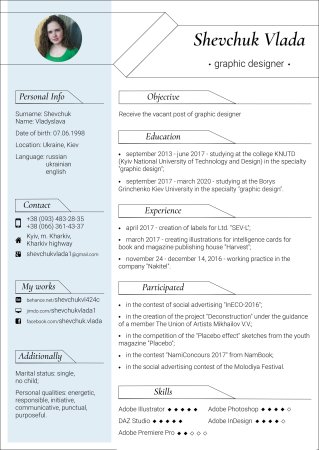 Curriculum vitae пример на английском
