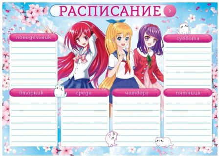 Расписание уроков для девочек