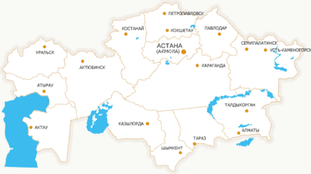 Контурная карта Казахстана