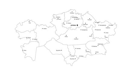 Карта Казахстана черно белая