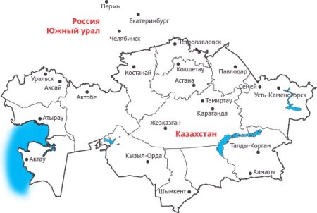 Карта Казахстана контур