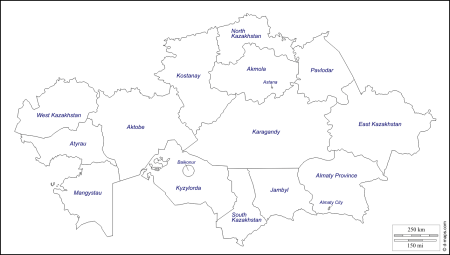 Карта Казахстана черно белая