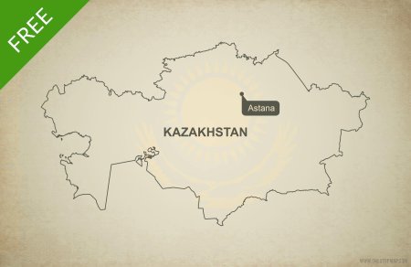 Физическая карта Казахстана контурная