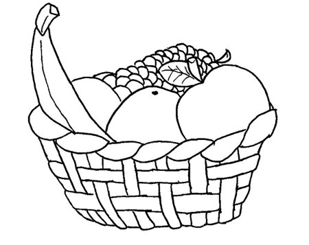 Корзина с фруктами раскраска