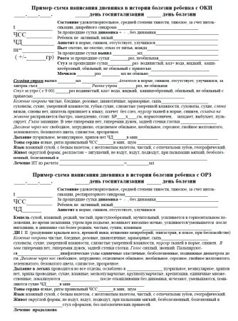 Образец заполнения истории болезни стационарного больного