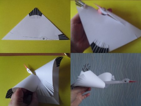 Аист из бумаги шаблон