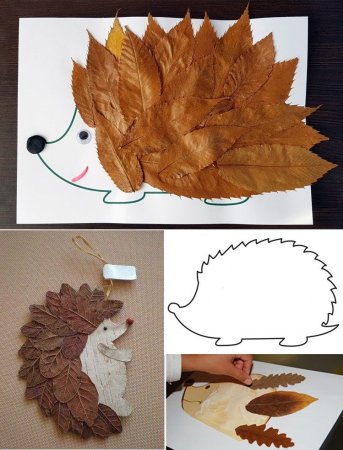 Поделка Ежик из листьев
