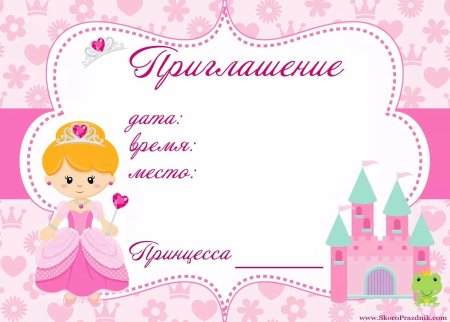 Приглашение на день рождения
