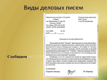 Схема написания делового письма