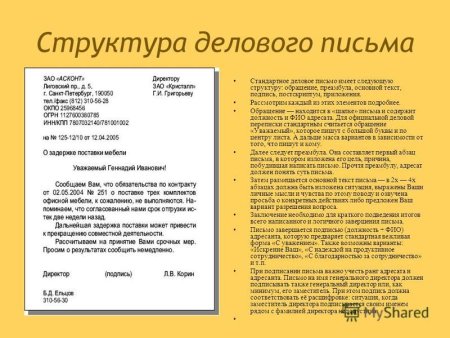 Схема написания делового письма
