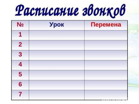 Расписание звонок вшаблон