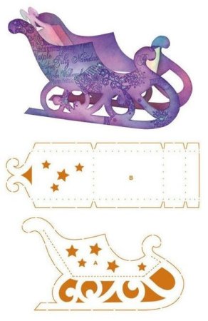 Трафарет санки из картона