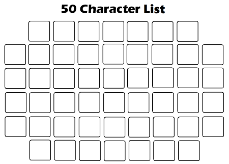 50 Character list