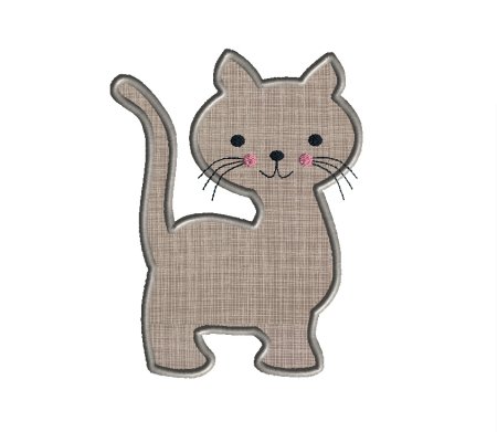 Аппликация кошка из ткани