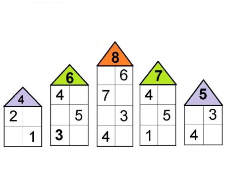 Шаблон пустые числовые домики состав числа до 10 (50 фото)
