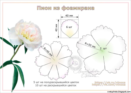 Цветы из фоамирана выкройки