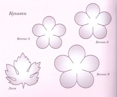 Пятилистник шаблон для фоамирана роза