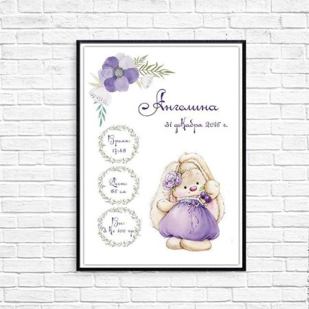 Метрика с Микки Маусом для девочки